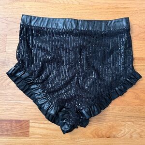 SHEIN Sequined Ruffle Micro Shorts (Size M)